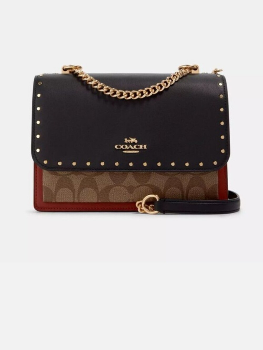 COACH Klare Crossbody Bag in Signature Canvas with Rivets NWOT